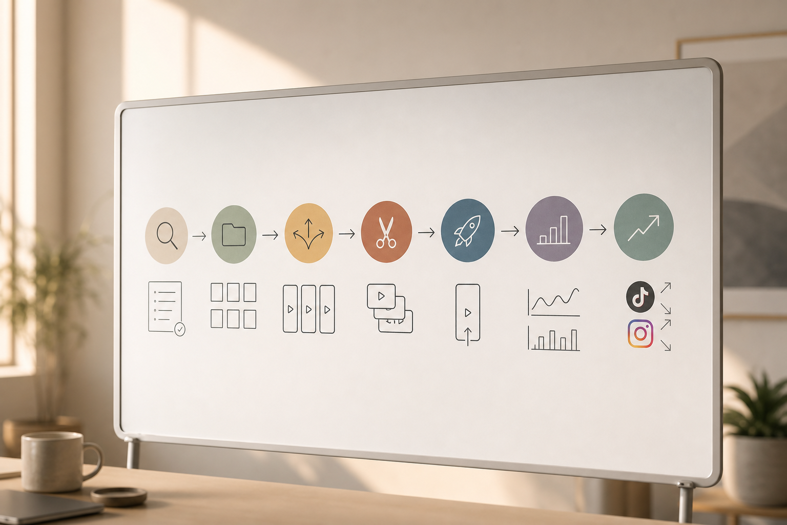 Agency hook test board with steps and metrics